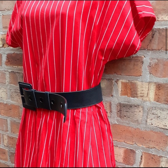 Stunning Vintage red 80’s pinstripe midi dress ♥️ - Picture 4 of 7
